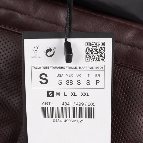 Zara Man Jacket Coat Faux Leather Puffer Brown NWT - Picture 7 of 7